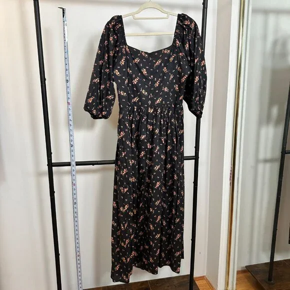 Christy Dawn - The Peyton Dress - Color Mums Ditsy Black - Size L - Picture 10 of 13